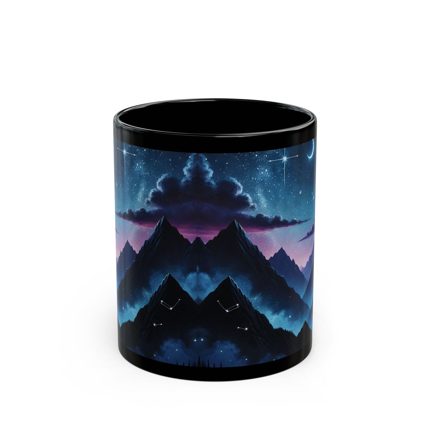 Celestial Night Court Mug – Mystical Mountain and Starry Sky Design (11oz, 15oz)