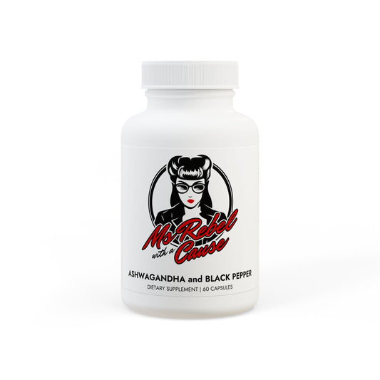 Ms. Rebel Ashwagandha & Black Pepper Capsules – Stress Support, Vegan, Non-GMO (60 Capsules)