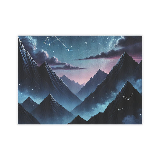 Celestial Mountain Night Sky Wall Art – Mystical Starry Landscape Canvas