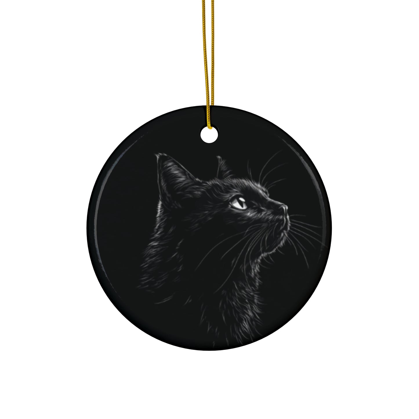 Witchy Christmas Black Cat Ornament – Mystical Ceramic Holiday Decor for Witchmas